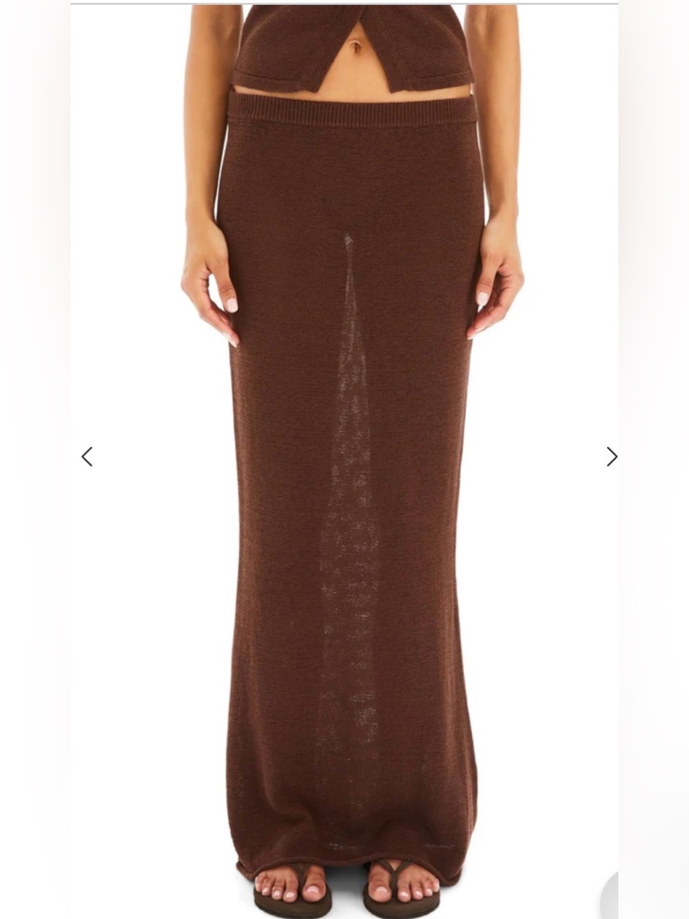 SER.O.YA Kora Knit Maxi Skirt Coconut Brown Size L NWT